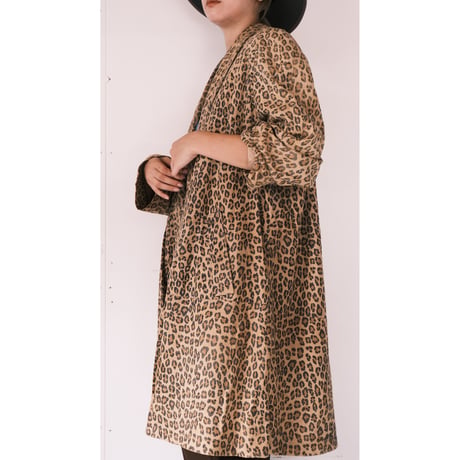 leopard leather coat / made in USA