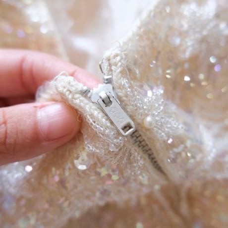 〜60s vintage beads embroidery knit vest