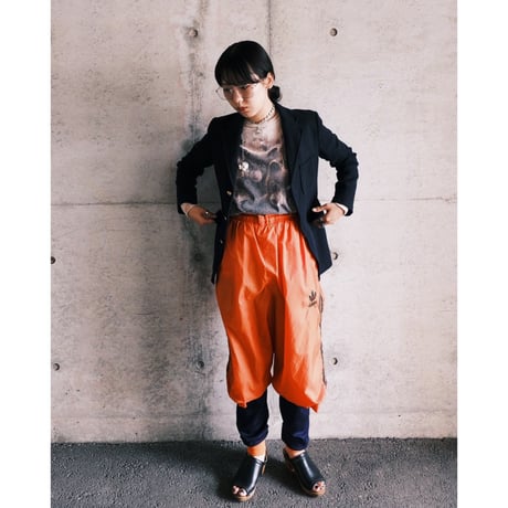 “adidas” orange nylon half pants