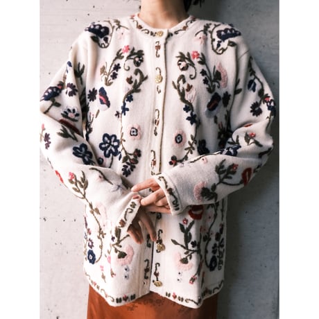 flower embroidery knit cardigan