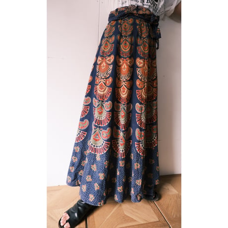 ethnic design wrap skirt