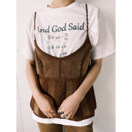leather × crochet camisole