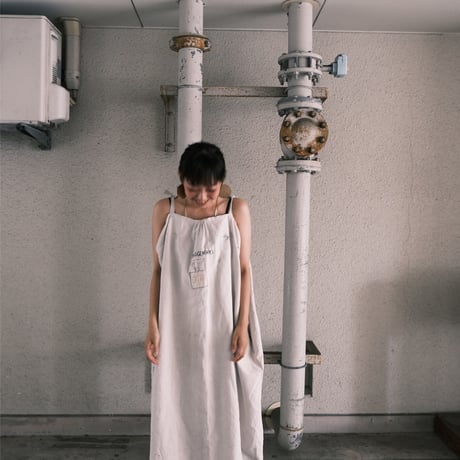 eski.  original remake linen dress / white / hand paint