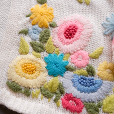 〜70s embroidery  knit cardigan