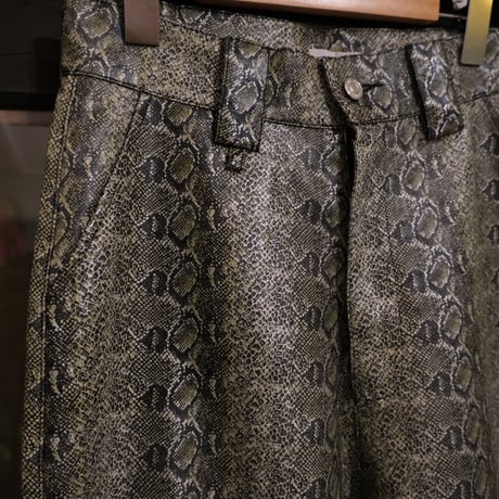python pattern fake leather pants