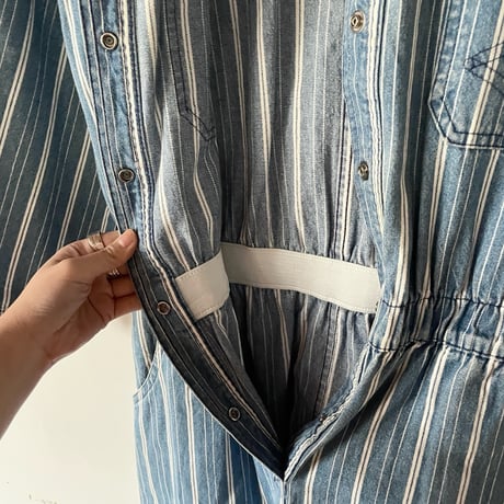denim stripe all-in-one