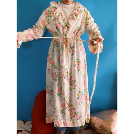 〜70's flower print frill dress