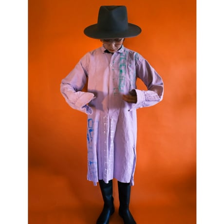 eski. × 画楽　hand paint antique linen shirt