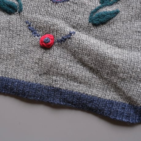 illust knit cardigan