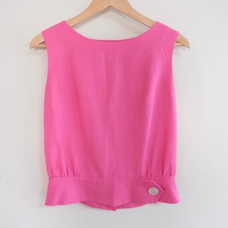 60-70s back button linen tops