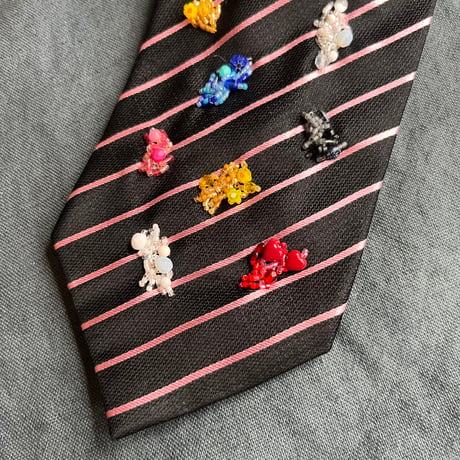 "繕う" collaboration beads embroidery necktie "colorful crystal"