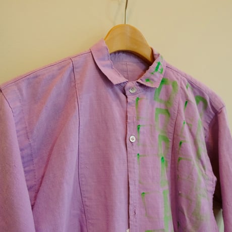 eski. × 画楽　hand paint antique linen shirt