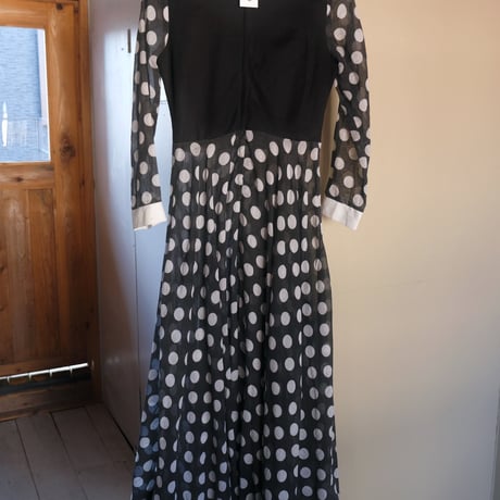 70s vintage / see-through polka dot dress