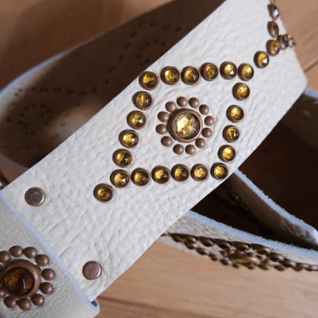 leather × studs belt / made in USA