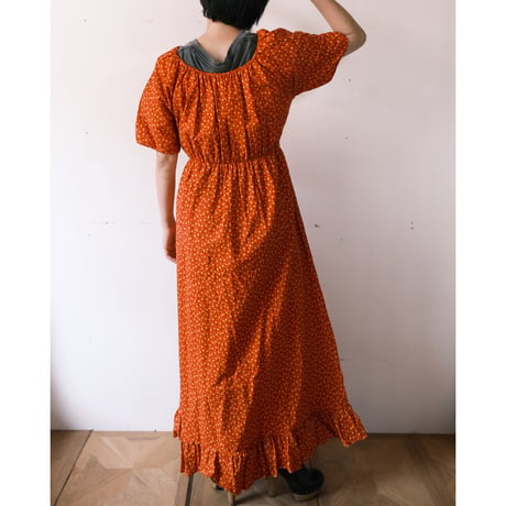 hand made dress “red×yellow flower”