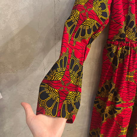 batik wrap dress / red