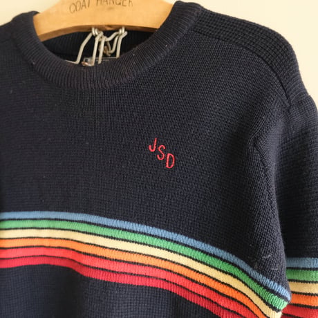 ski knit / navy × rainbow