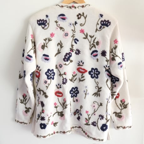 flower embroidery knit cardigan