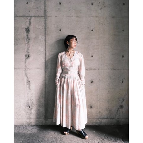 〜80s rayon dress with belt