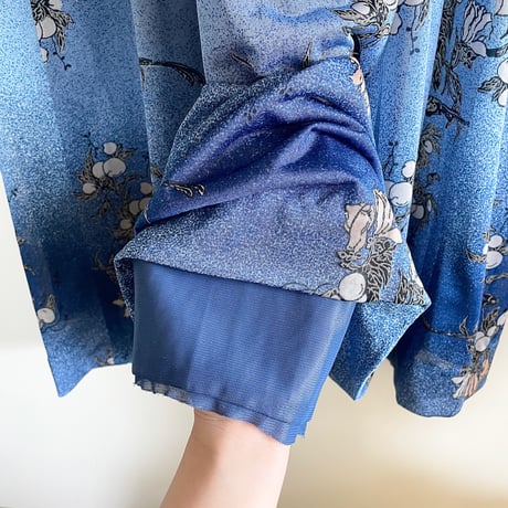 70s crimplene blue dress “birds”