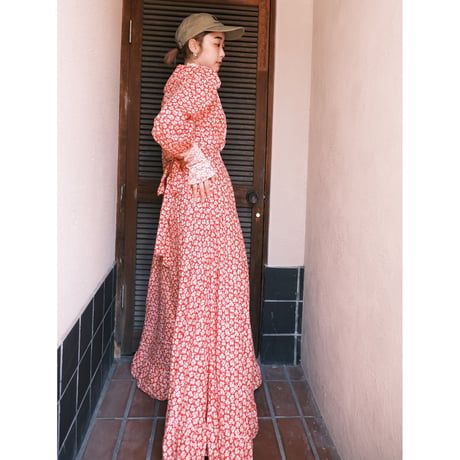 vintage flower dress / red