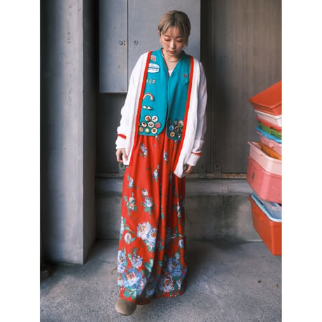 〜70s bellsleeve flower dress
