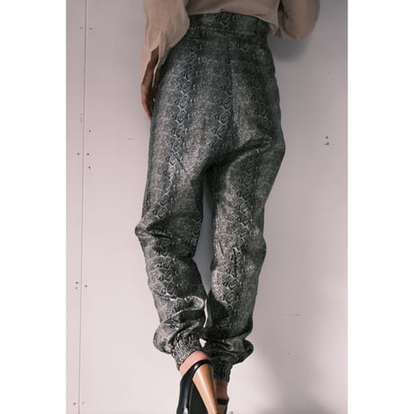 python pattern fake leather pants