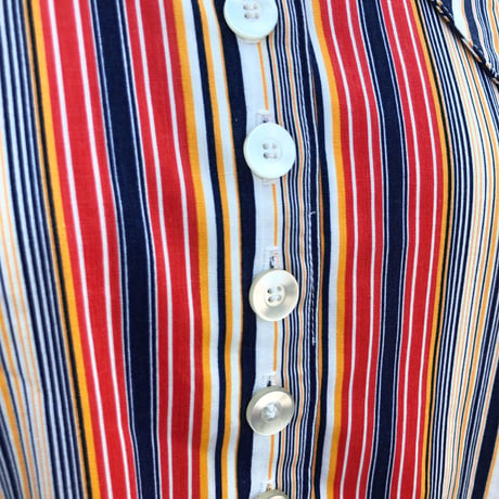 70s big collar stripe shirt