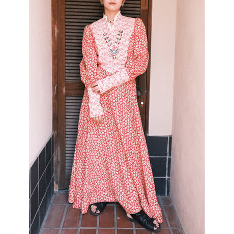 vintage flower dress / red
