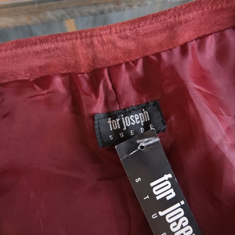 leather long skirt / wine red
