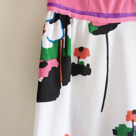 70s no-sleeve dress “pink×flower“