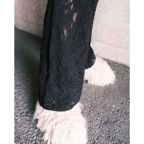 see-through lace flare pants
