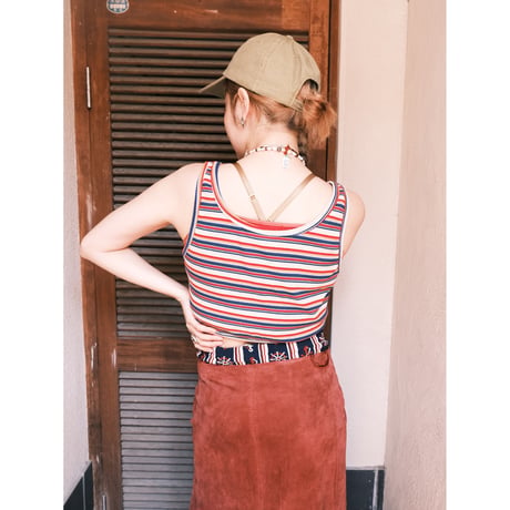 leather long skirt / wine red