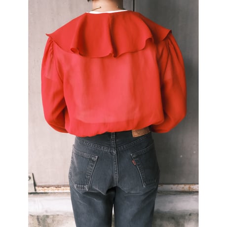 frill collar see-through blouse