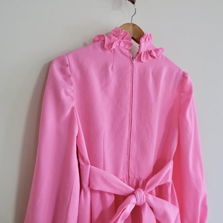 70s pink frill dress