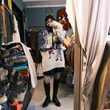70〜80s / skating  design mohair knit