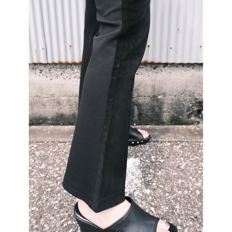 leather × jersey switching pants