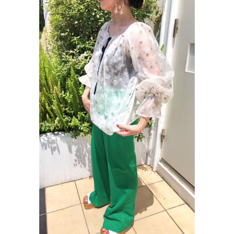 vtg yves saint laurent / flower paint silk organdie blouse
