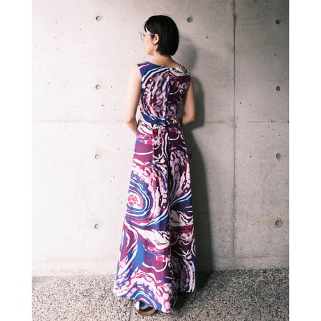 70s Hawaiian designed dress “purple×blue”
