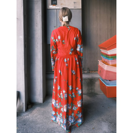 〜70s bellsleeve flower dress