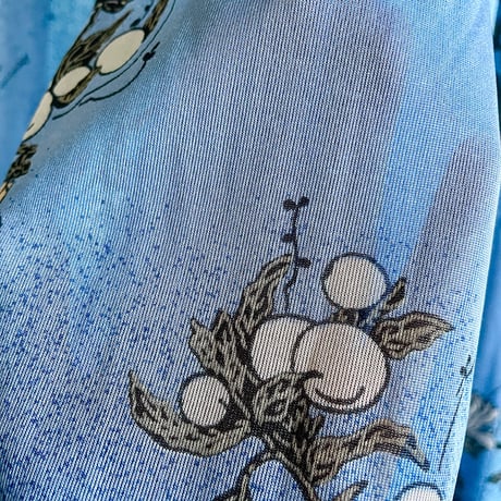 70s crimplene blue dress “birds”