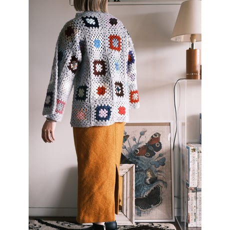 granny square bottleneck knit / gray