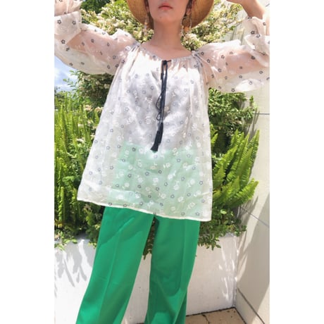 vtg yves saint laurent / flower paint silk organdie blouse