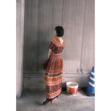 paisley shirring dress