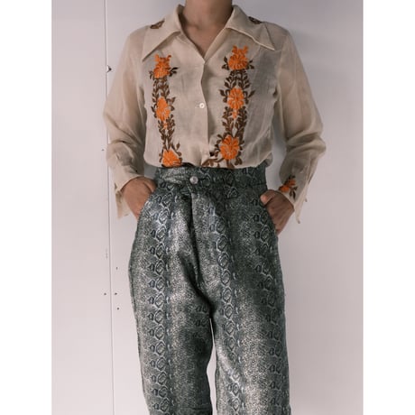 see-through embroidery shirt