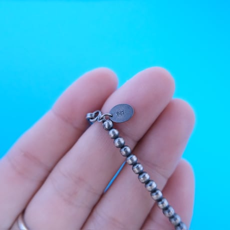 navajo perl necklace / oxidized silver / 3mm46cm