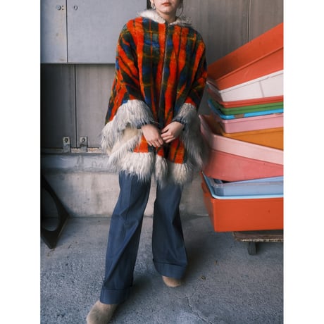 〜60s vintage check poncho