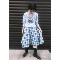 50-60s vintage / check quilting skirt