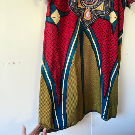 batik dress / red × mustard