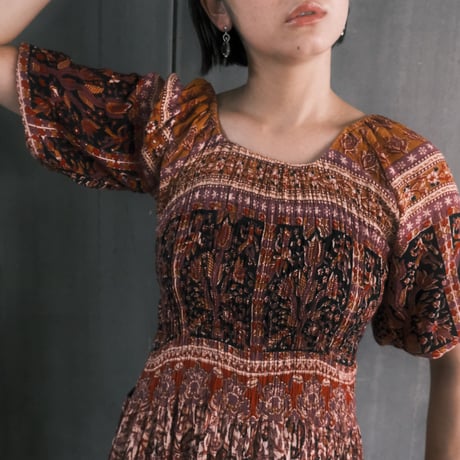 paisley shirring dress